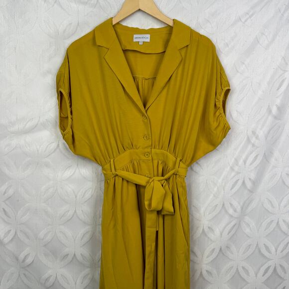 Chriselle Lim x J.O.A Roman Gold Baggy Midi Pocket Shirtdress Size XS - Picture 13 of 13